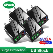 4 Pack Fast Quick Charger QC 3.0 3-Port USB Hub Wall Charger Power Adapter US
