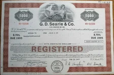 G D Searle and Co. 1977 $5000 Stock Bond Certificate, Pharmaceutical NutraSweet