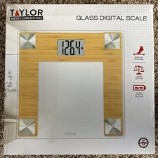 TAYLOR PRECISION PRODUCTS 7607 DIGITAL BATHROOM SCALE, Wood  GLASS NEW
