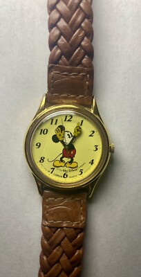 Disney Mickey Mouse  Vintage 1980\'s Lorus Watch with Brown Leather Strap Vintage (1980) Lorus Disney Mickey Mouse Watch~Y481-8710  main image 3