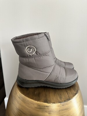 Womens Snow Boots Sz 8 Warm Winter Ankle Booties Shoes with Faux Fur Lined Gray