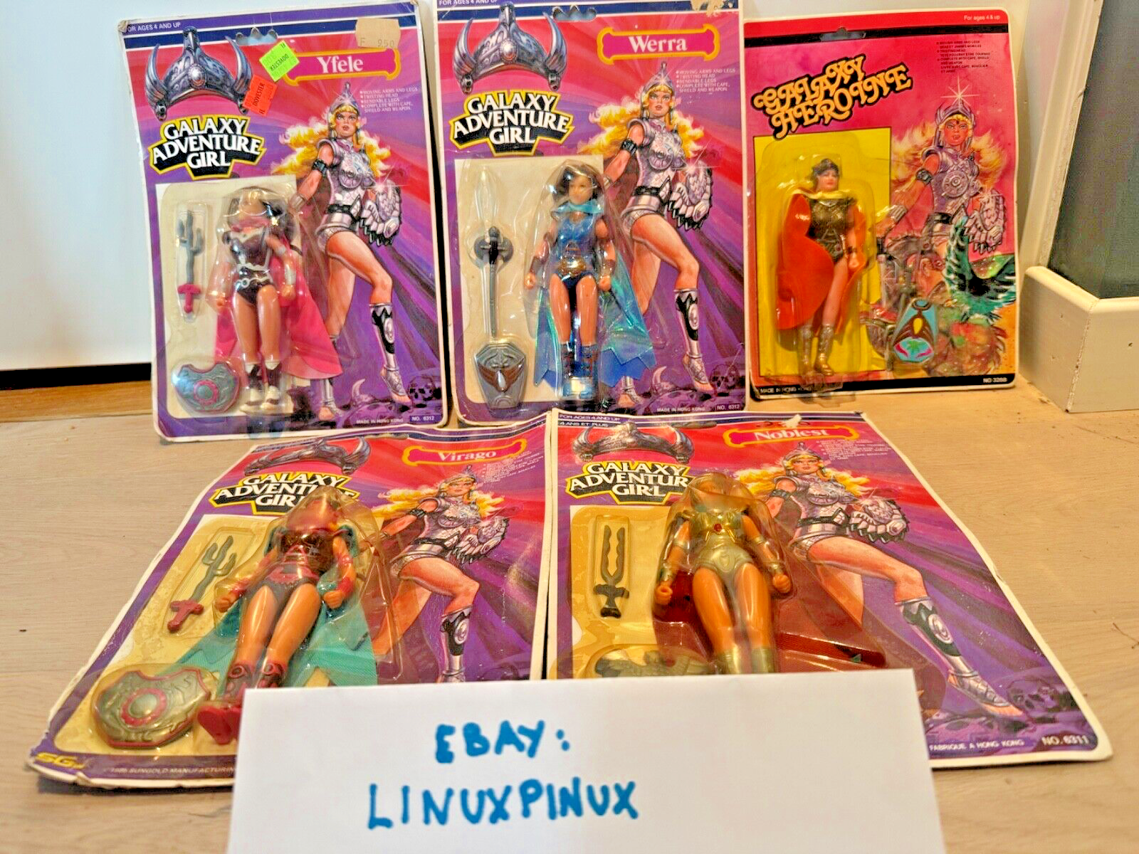 Vintage 1985 Galaxy Adventure Girl Sungold & Heroine Knockoff Figures MOC Lot  -image