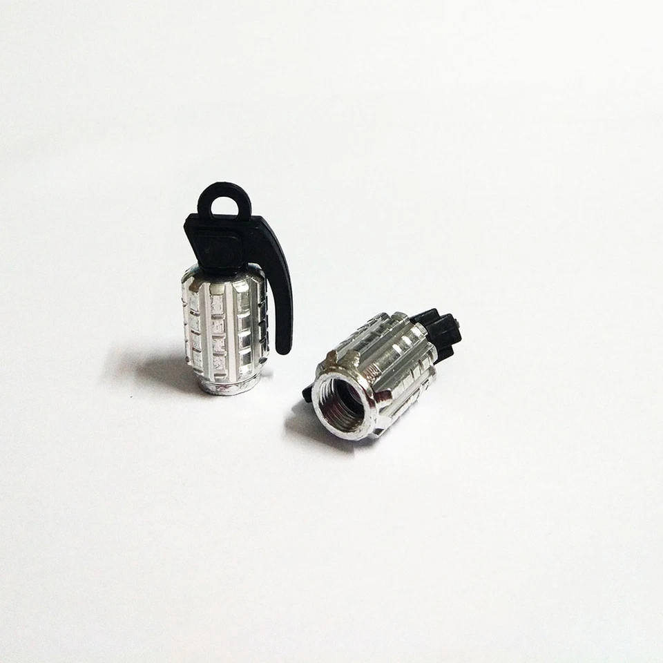 Cubierta de tapa de vástago de válvula de neumático de rueda de bicicleta de aluminio plateado de 4 piezas Foto 2 de 2