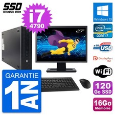 PC HP 600 G1 SFF Ecran 27" Intel Core i7-4790 RAM 16Go SSD 120Go Windows 10 Wifi