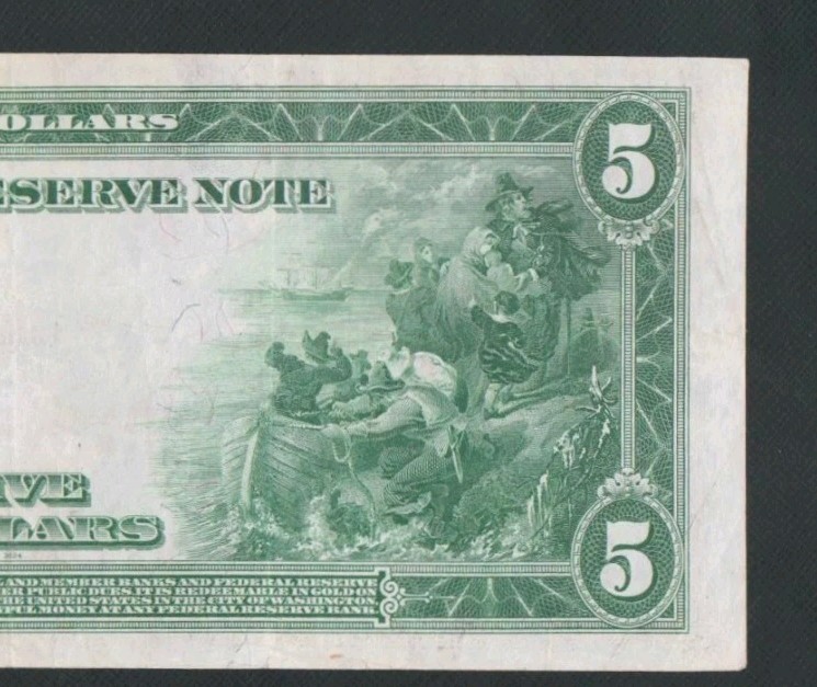 BEAUTIFUL ATLANTA TYPE ONE  1914 $5 FEDERAL RESERVE NOTE! NO PINHOLES OR TEARS 