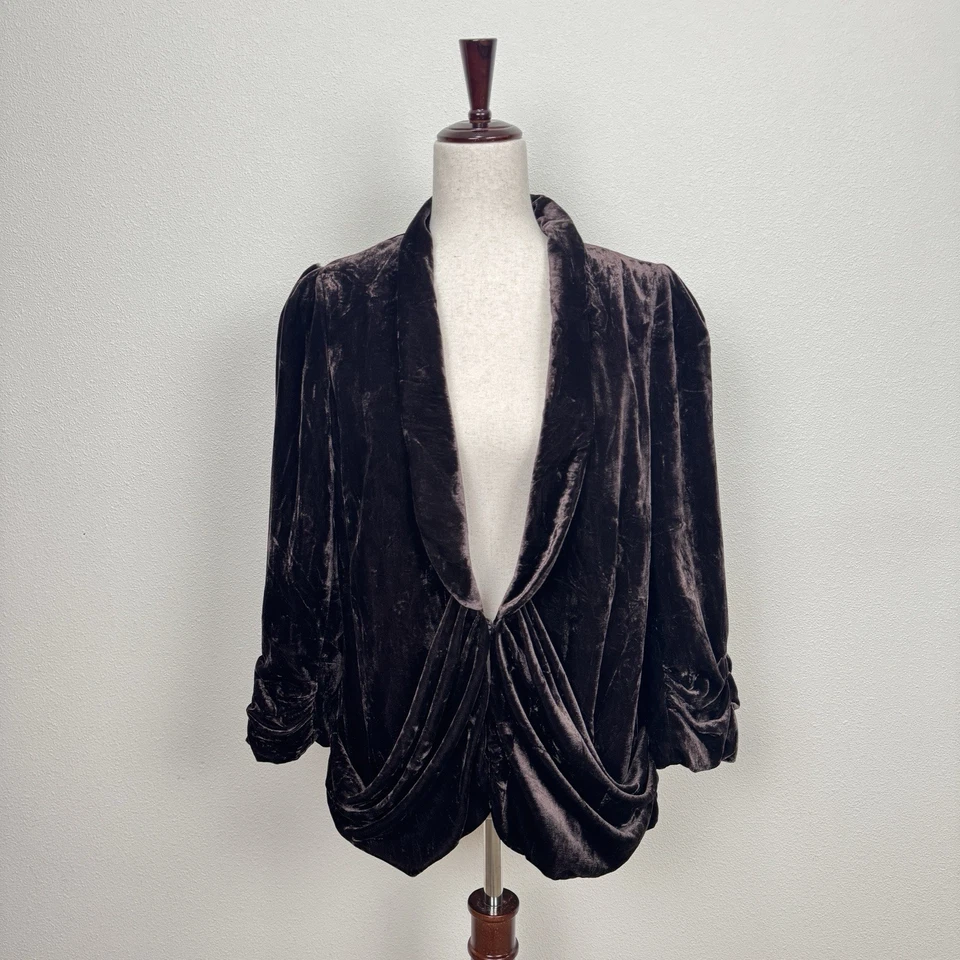 Chaqueta De Colección Elevenses Para Mujer 12 Marrón Terciopelo Aplastado Seda Capricho Hada Grunge Foto 2 de 4