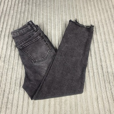 Vanilla Star Jeans Womens Size 9 Black Gray Real Cheeky Distressed Raw Hem 26x24