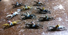 antique Lead race horses with riders, Steeplechasers, racers, Set Of 10