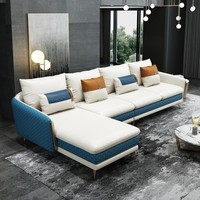 Ecksofa L-Form Modernes Sofa Ledersofa Ecksofa Polster Wohnlandschaft Turkis Neu