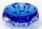 Vintage Murano Cobalt Art Glass Bowl 6" x 3" Thick & Heavy
