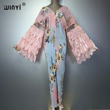 Women'S Elastic Slim Pleated Dress Long down Caftan Abaya Dubai Luxury Party Eve