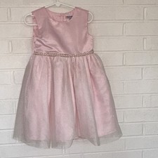 Blueberi Boulevard Pink Formal Dress 4T Pearl Rhinestone Waist Polyester