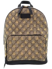 Gucci GG Supreme Monogram Bees Backpack Beige Tan Yellow