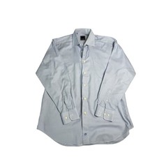 David Donahue Mens Dress Shirt 16 1/2 34/35 Long Sleeve Blue White Houndstooth