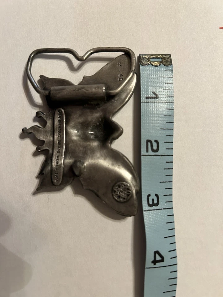 Hebilla de cinturón de hadas aladas vintage 1974 caprichosa mágica bergamota latón funciona Foto 4 de 4