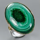 32 ct Art jewelry Natural Malachite Ring 925 Sterling Silver Size 7.5 /R436958