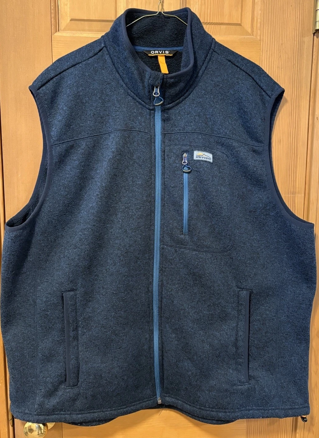 Orvis Men's XXL Sweater Fleece Vest Blue Heather Full Zip Outdoor 2XL Gorpcore