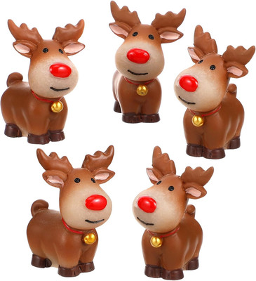 5 Pcs Christmas Elk Desktop Adornment Creative Elk Statue Micro-Landscape Deskto