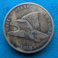 1858 USA Flying Eagle copper 1 cent coin