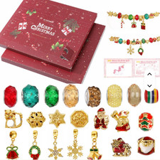 New~Fun DIY Christmas Advent Calendar Bracelet Kit~Holiday Santa Charms Set