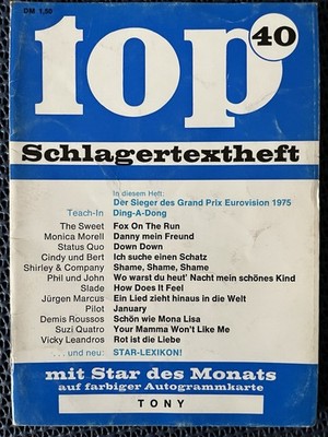 top Schlagertextheft Nr. 40, leider ohne Autogrammkarte