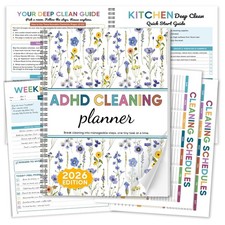 ADHD Cleaning Planner, Floral Cleaning Schedule Checklist for Adults