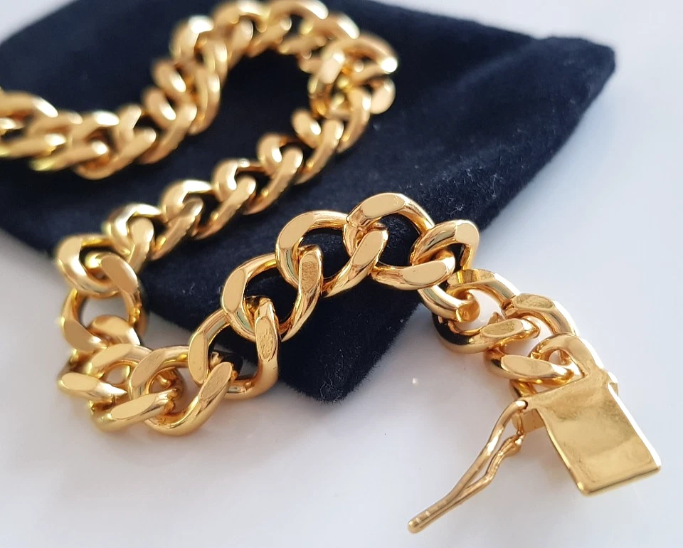 EDLE 925 Silber 18K GOLD PANZER ARMBAND Panzerkette Figaro ARM KETTE Königskette - Bild 2 von 4