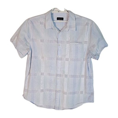 Structure Mens Short Sleeve Plaid Button Down Shirt with Front Pocket, Size XXL