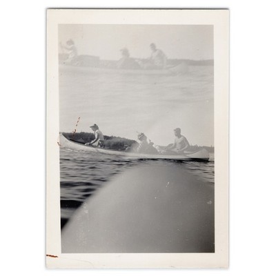 Double Exposure Snapshot of Thumb Over Canoe - 1940s Photo Mistake - Vernacular