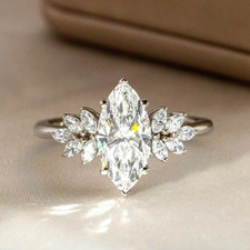 2 Carat Marquise Cut Lab Grown Diamond Cluster Engagement Ring | IGI Certified
