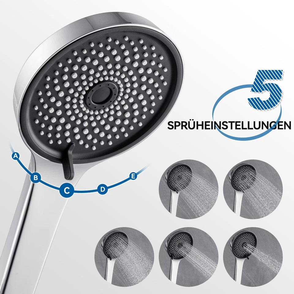 Dusch Set Brause Garnitur Duscharmatur Duschkopf mit Handbrause Duschstange Bad - Bild 3 von 4
