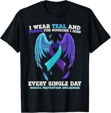 NEW LIMITED Suicide Prevention Awareness Teal and Purple T-Shirt - MADE IN USA