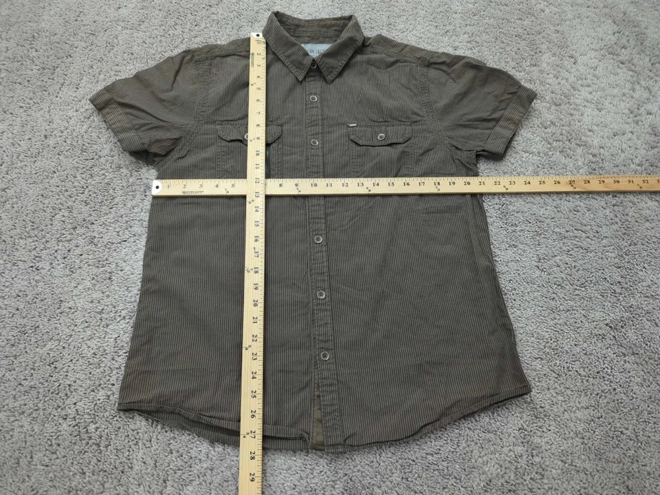 Guess Button Up Shirt Mens Large Vertical Stripes Short Sleeve Slim Fit - Image 4 of 4