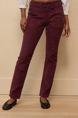 American Eagle Women 14 Burgundy Corduroy High Rise Utility Skinny Pants Stretch