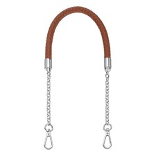 62cm/24.4" PU Leather Braided Purse Strap Brown, Silver Buckle 