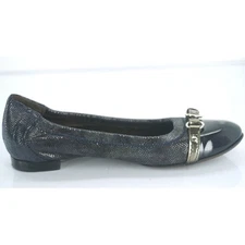 AGL Brigita Blue Camo Shimmer Suede Cap Toe Ballet Flats Size 35 Belted Attilio