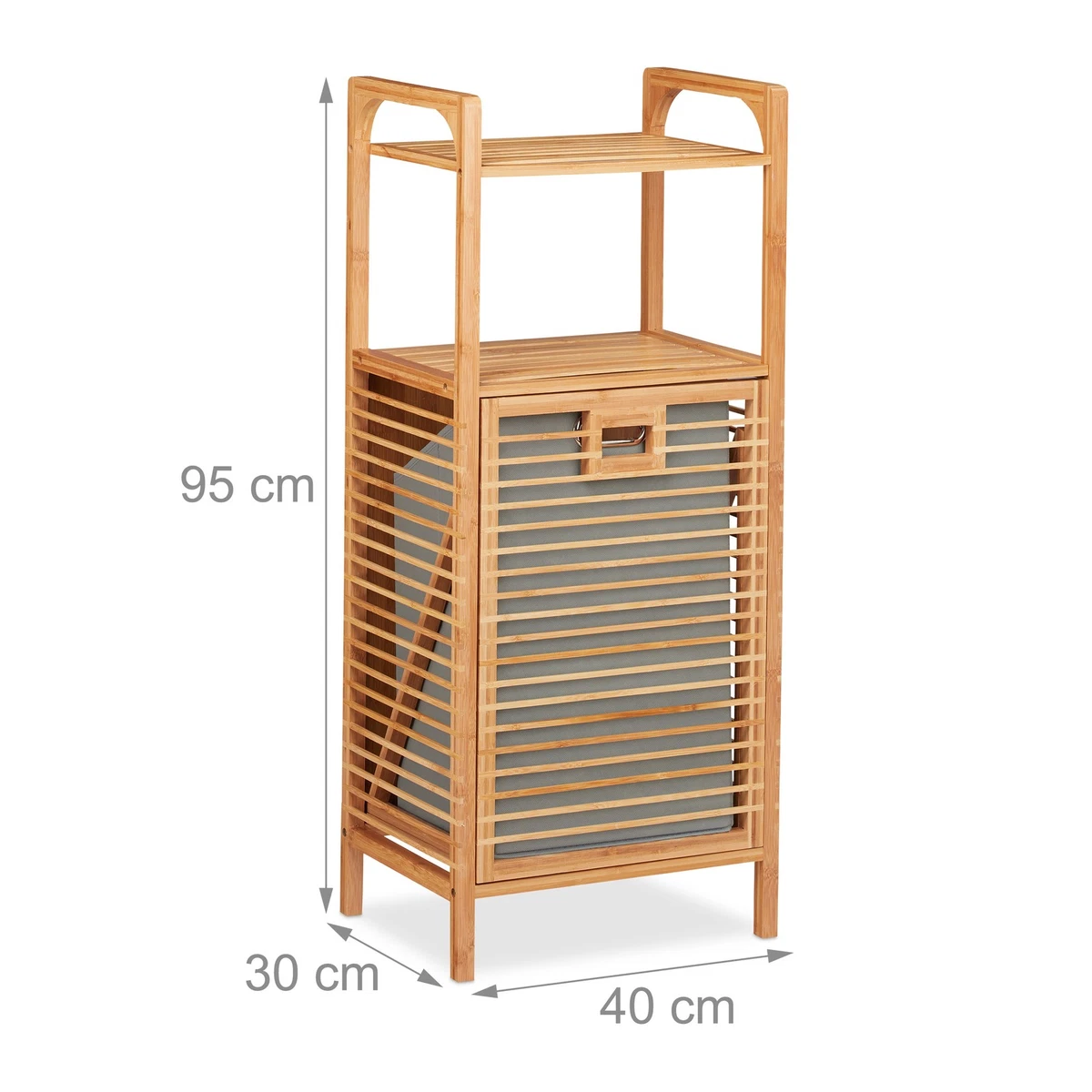 Estantería de baño con cesta de lavandería caja plegable para ropa 2 estantes extraíbles ahorro de espacio