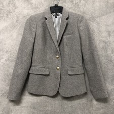 J.Crew Schoolboy Wool Blazer Womens Size 00 XS Gray Surgeon Cuffs
