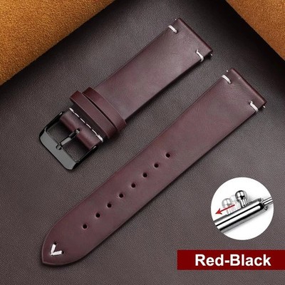 Retro Oil Wax Genuine Leather Watch Band 18 19 20 21 22 24mm Thin Cowhide Strap*