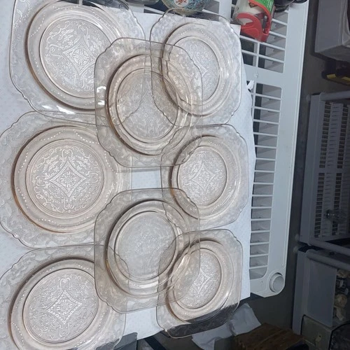 Federal Depression Glass Madrid Pattern Pink 7.5” Salad Plates Set Of 8