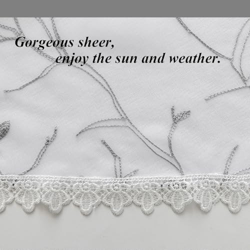 Beda Home Tassel Embroidery Sheer Curtain Valance for Kitchen Living Room; - Picture 3 of 6