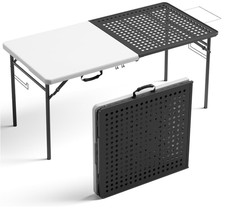 Folding Tailgate Table with Grill Rack, Portable Outdoor Camping Station, 5-Foot