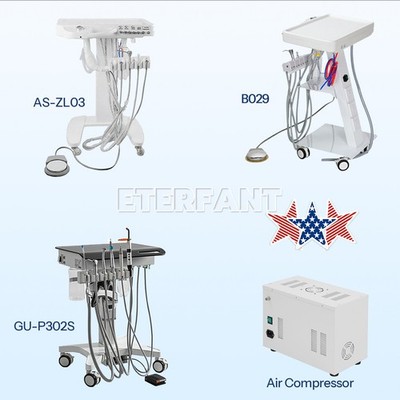 Portable Dental Air Compressor/Mobile Delivery Cart Dental Unit Dental Lab 4Hole