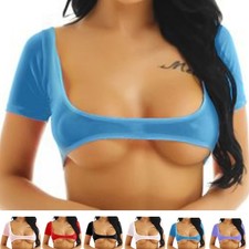 T-shirt sexy à manches courtes pour femmes en maille douce haut de culture avec