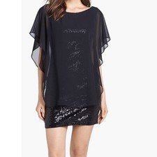 NWT Laundry Shelli Segal Black Sequin Dress Party Cocktail Elegant Glam Sz 4