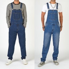 Mens Denim Overalls Pants Trousers Bib Ripped Cargo Work Jeans Jumpsuit