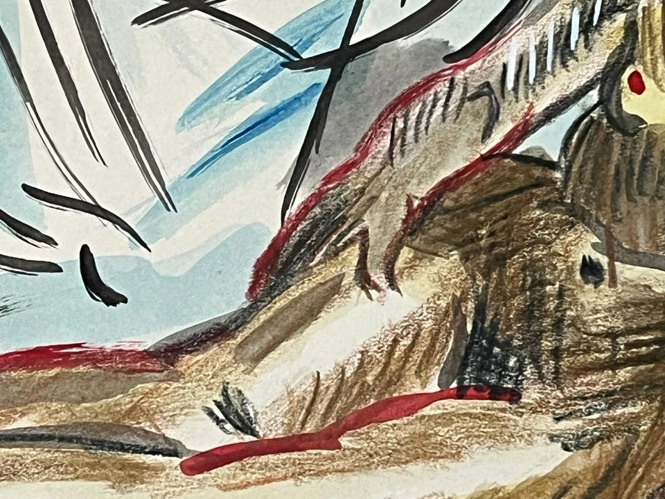 RAOUL DUFY картина рисунок на старой бумаге подписанный штамп винтажный - Изображение 3 из 3