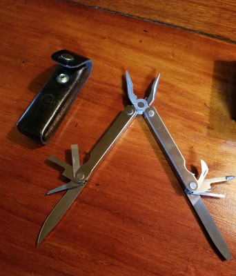 Vtg 1980's Leatherman Multitool W/ Sheath Excellent Condition - smooth/tight
