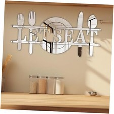 Let's Eat Wall Decor Letter Signs Acrylic Mirror Wall Decals Decorations Silver