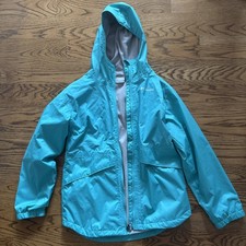 Columbia Youth Rainy Trails II Fleece Lined Full Zip Rain Jacket Large 14/16